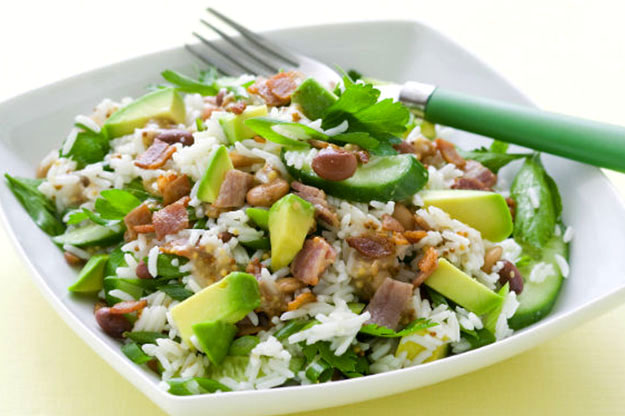 Avocado, Bacon and Bean Rice Salad