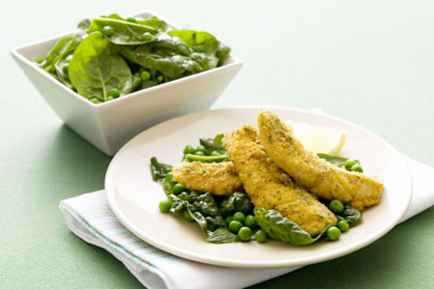 Crumbed Whiting with Pea Salad